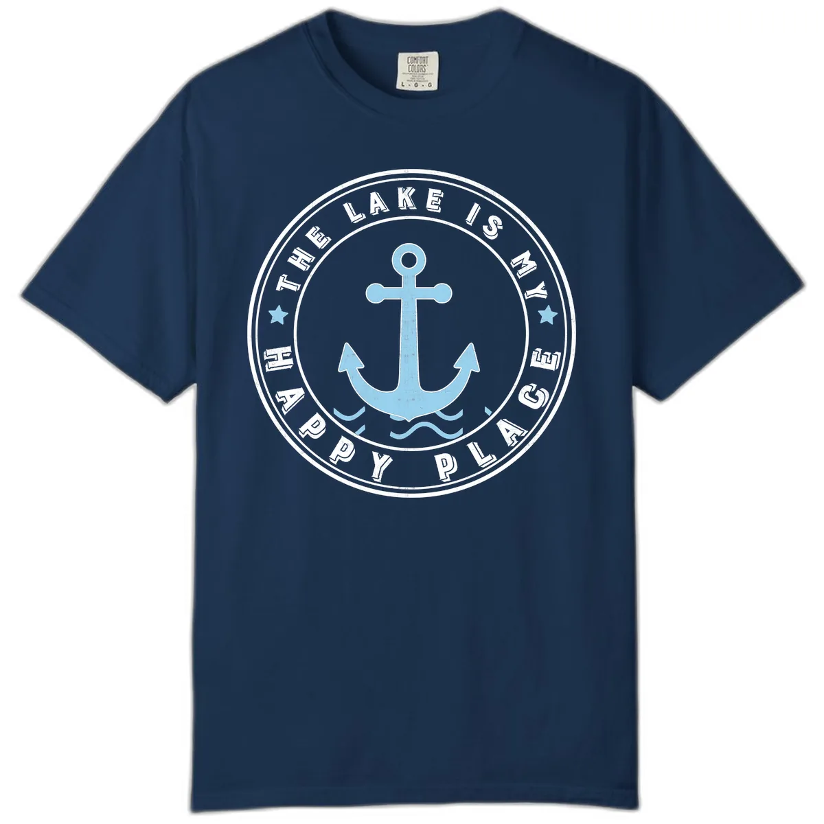 The Lake Is My Happy Place Badge Comfort Color in Navy