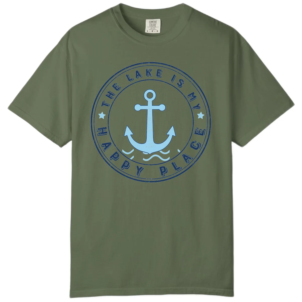 The Lake Is My Happy Place Badge Comfort Color in Sage