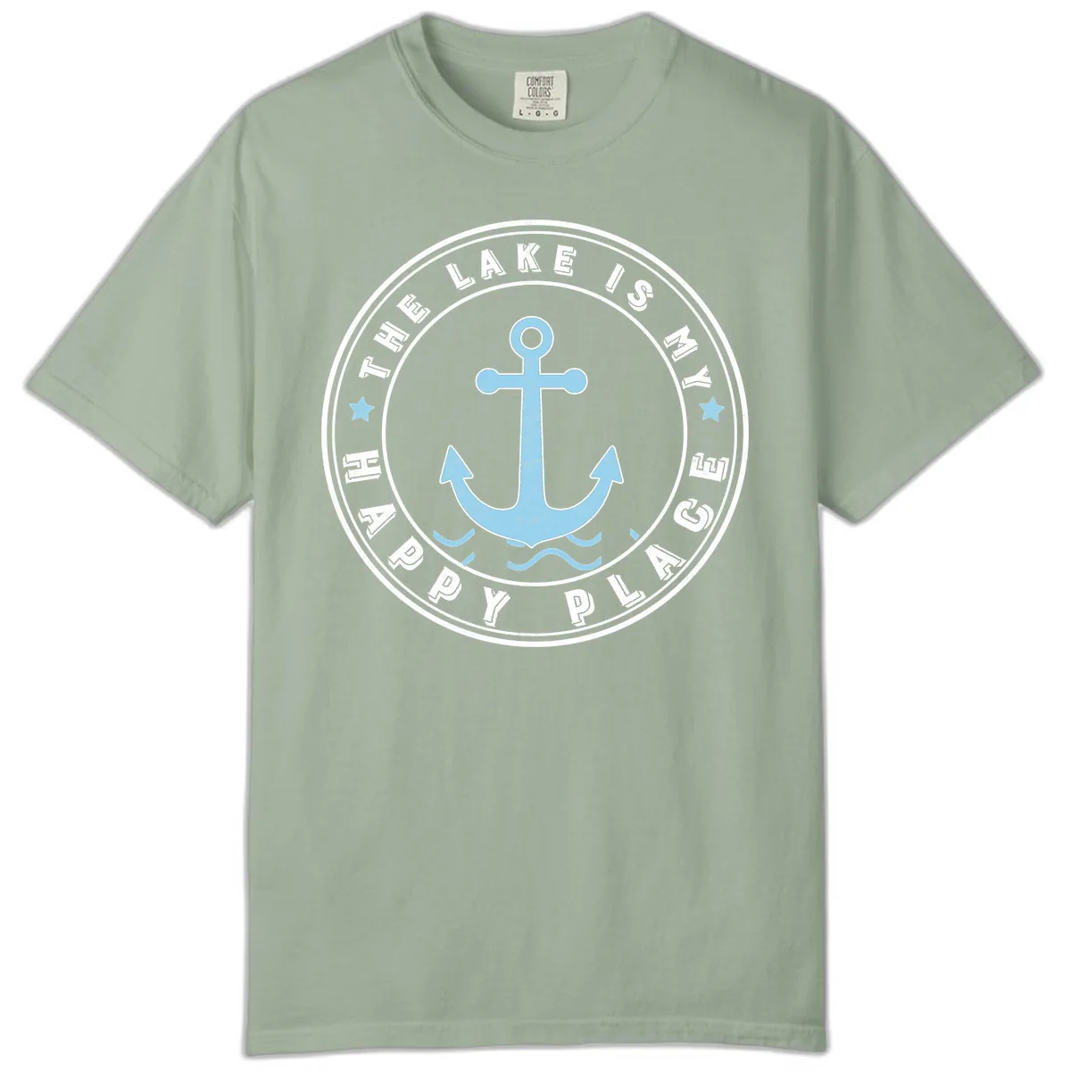 The Lake Is My Happy Place Badge Comfort Color in Bay
