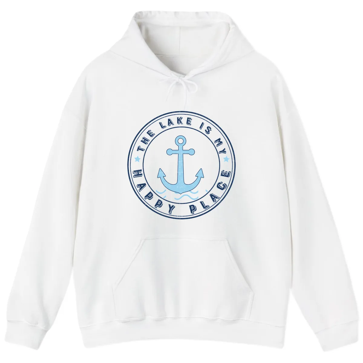 The Lake Is My Happy Place Badge Hoodie in White