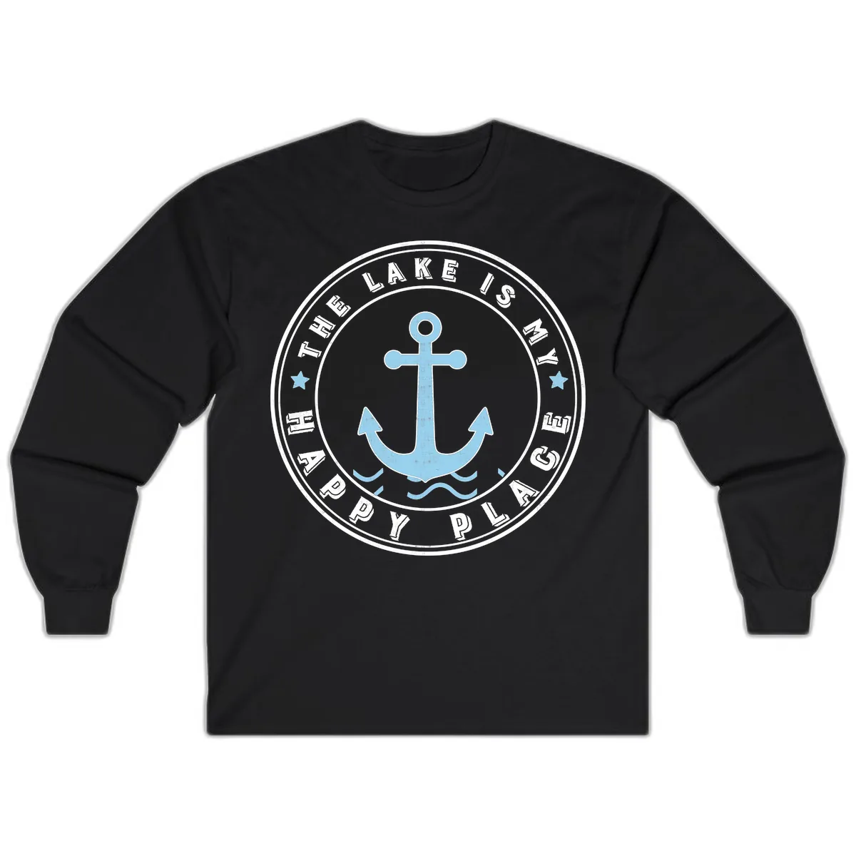 The Lake Is My Happy Place Badge Long Sleeve in Black
