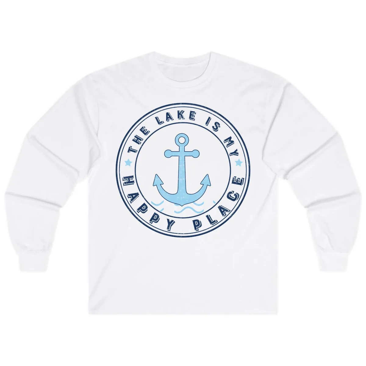 The Lake Is My Happy Place Badge Long Sleeve in White