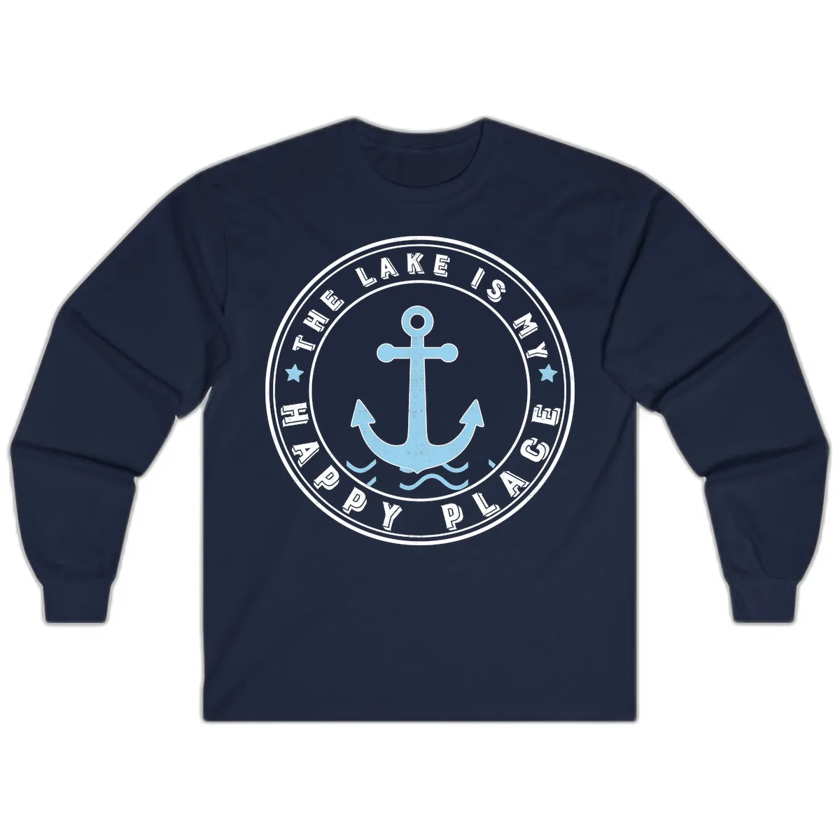 The Lake Is My Happy Place Badge Long Sleeve in Navy