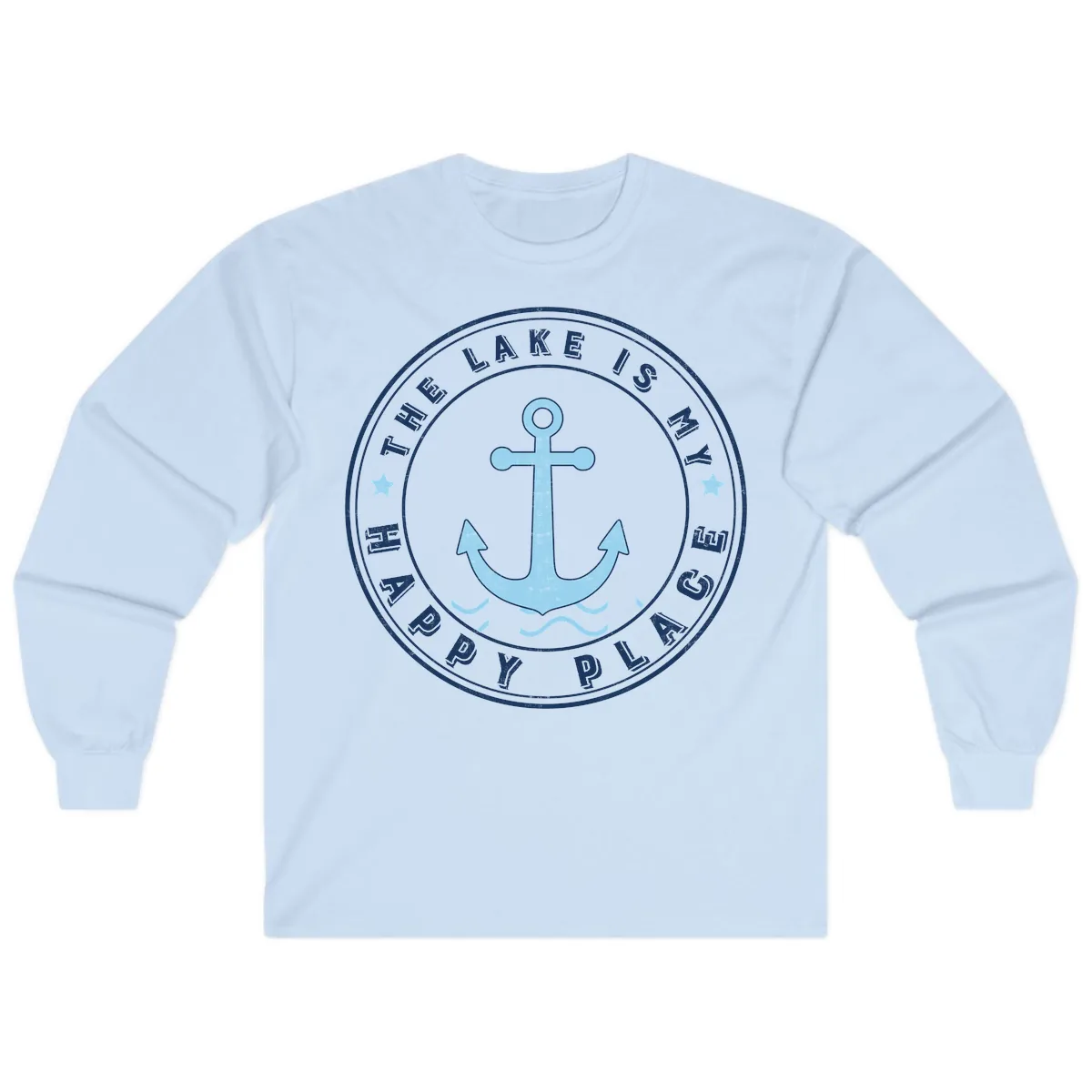The Lake Is My Happy Place Badge Long Sleeve in Light Blue