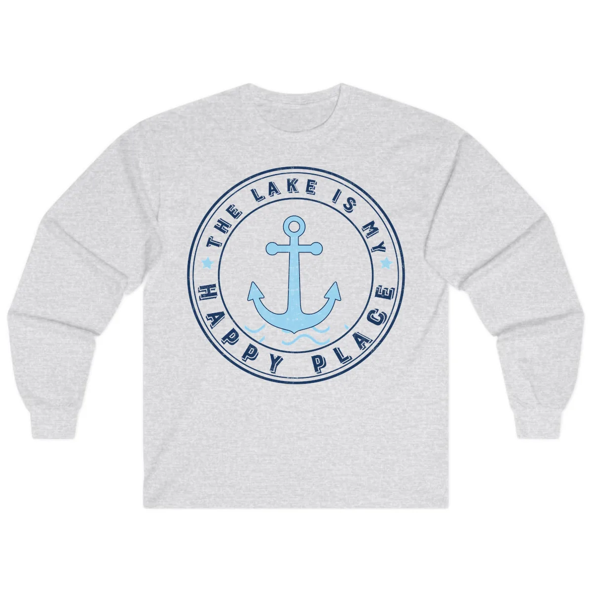 The Lake Is My Happy Place Badge Long Sleeve in Ash