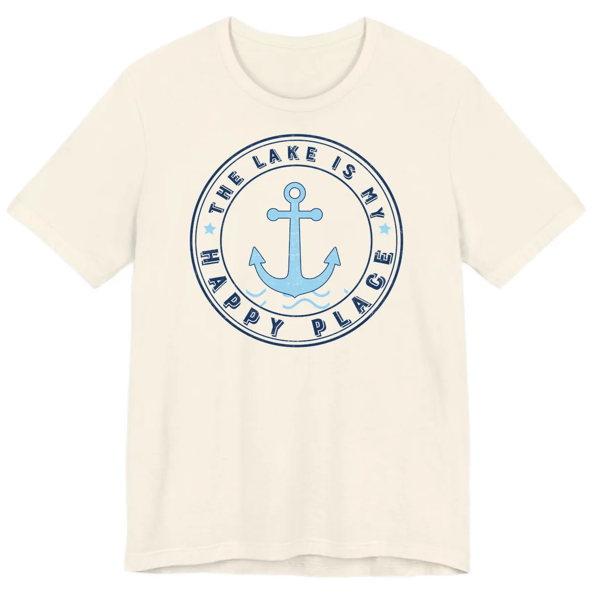 The Lake Is My Happy Place Badge Premium T-Shirt in Natural