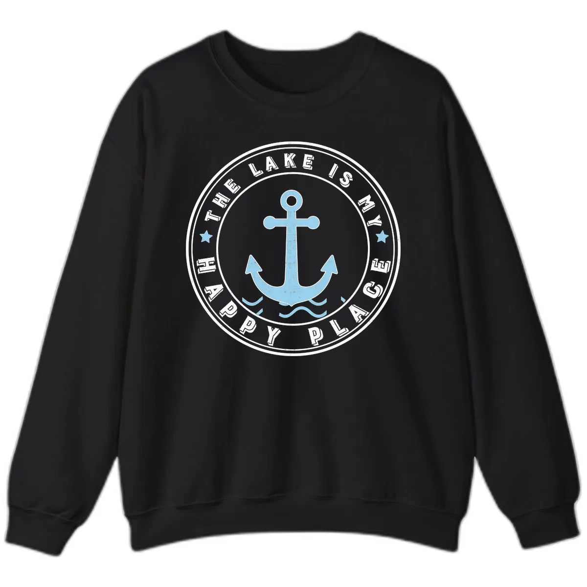 The Lake Is My Happy Place Badge Sweatshirt in Black
