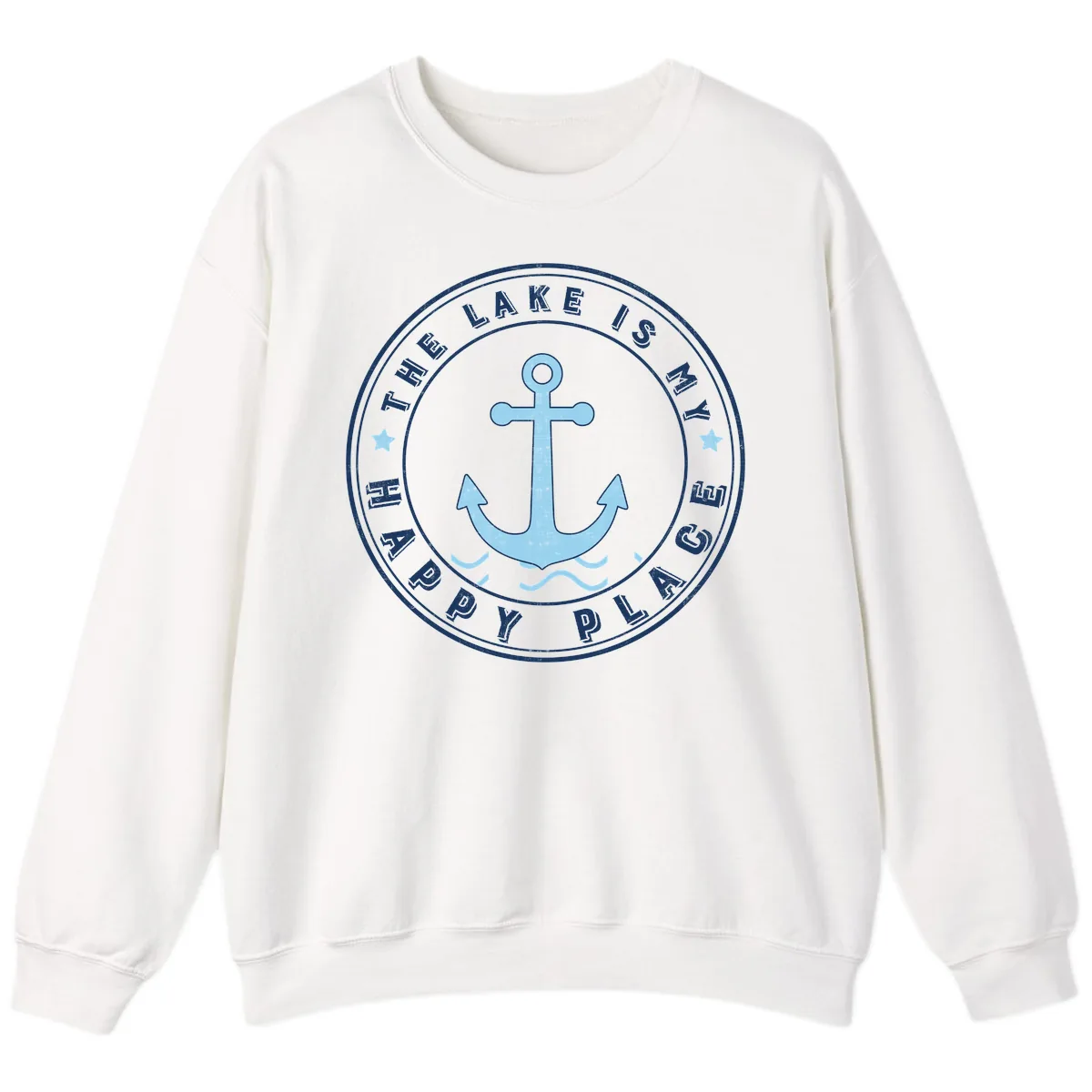 The Lake Is My Happy Place Badge Sweatshirt in White