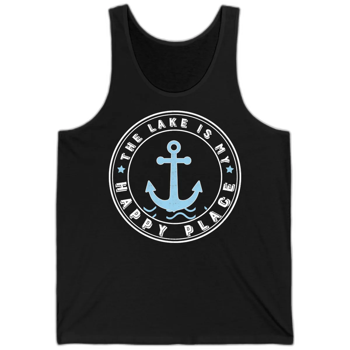The Lake Is My Happy Place Badge Tank in Black