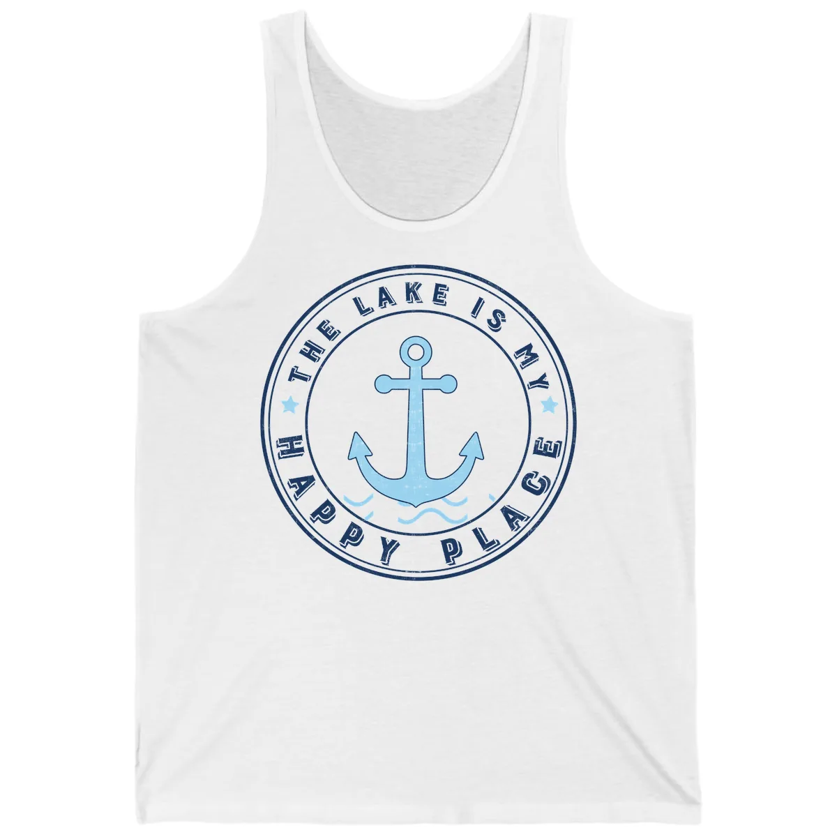 The Lake Is My Happy Place Badge Tank in White