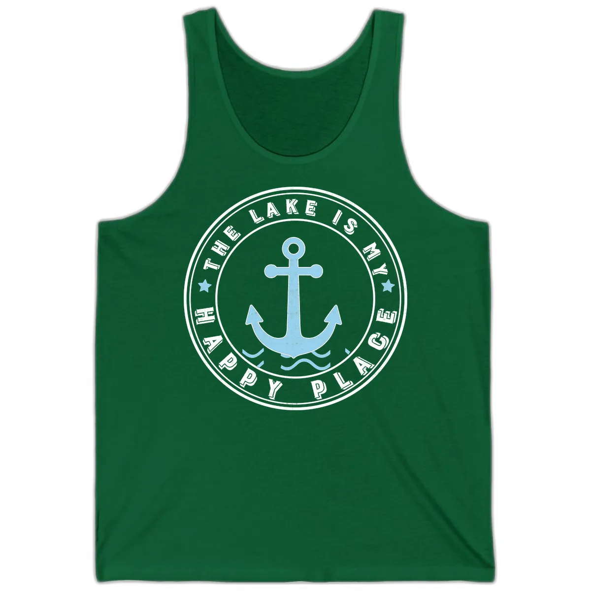 The Lake Is My Happy Place Badge Tank in Kelly
