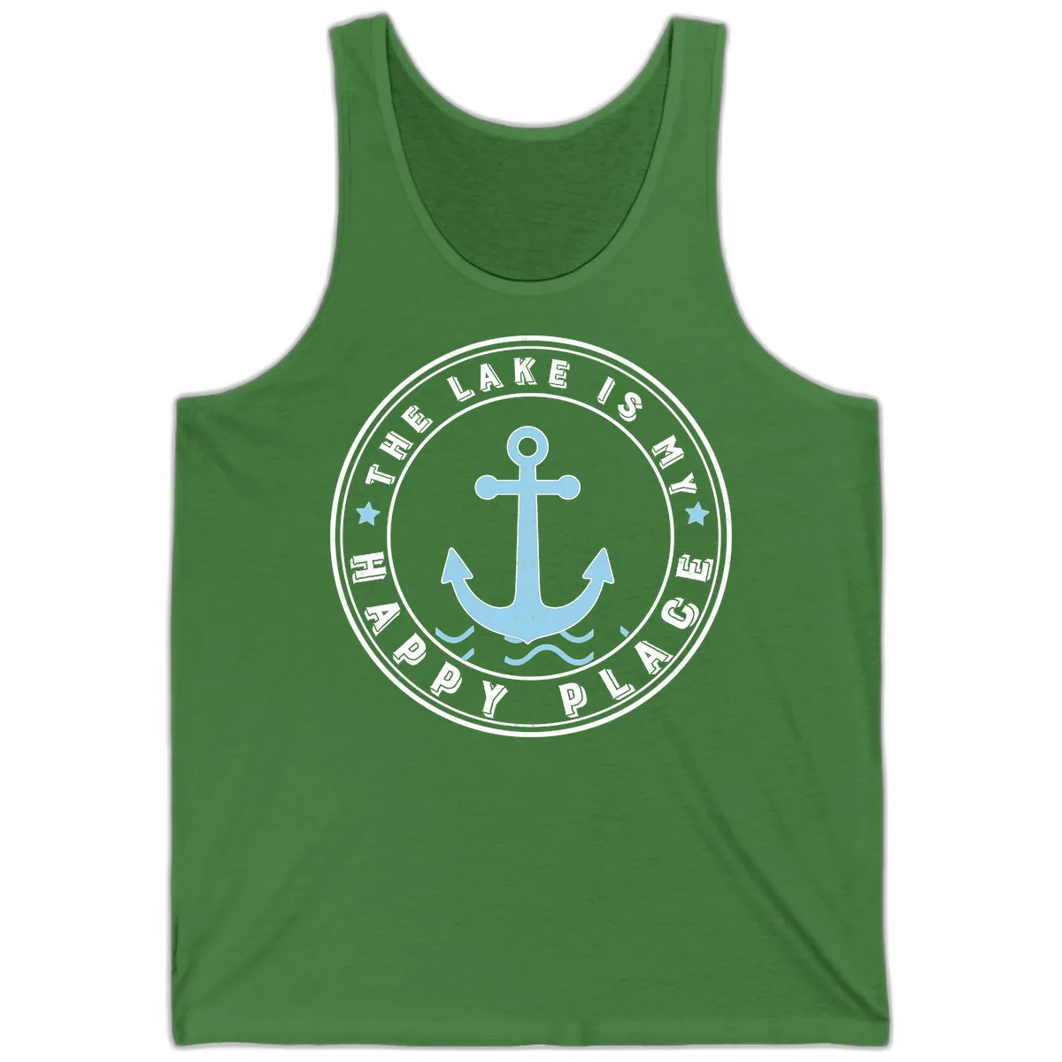 The Lake Is My Happy Place Badge Tank in Leaf