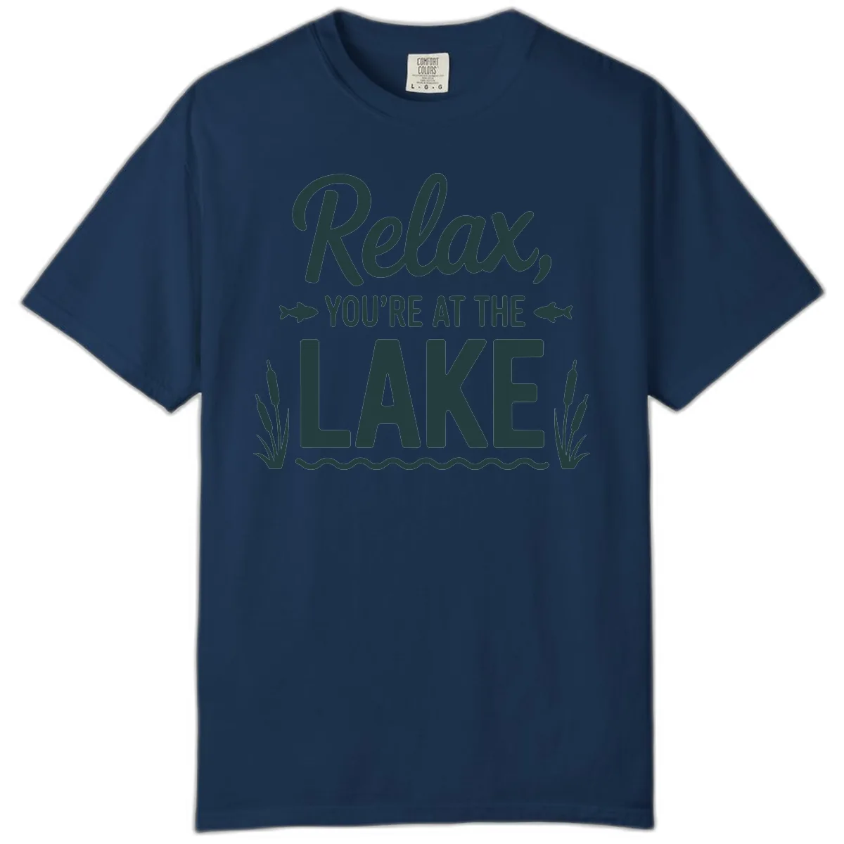 Relax You're At The Lake Typography Comfort Color in Navy