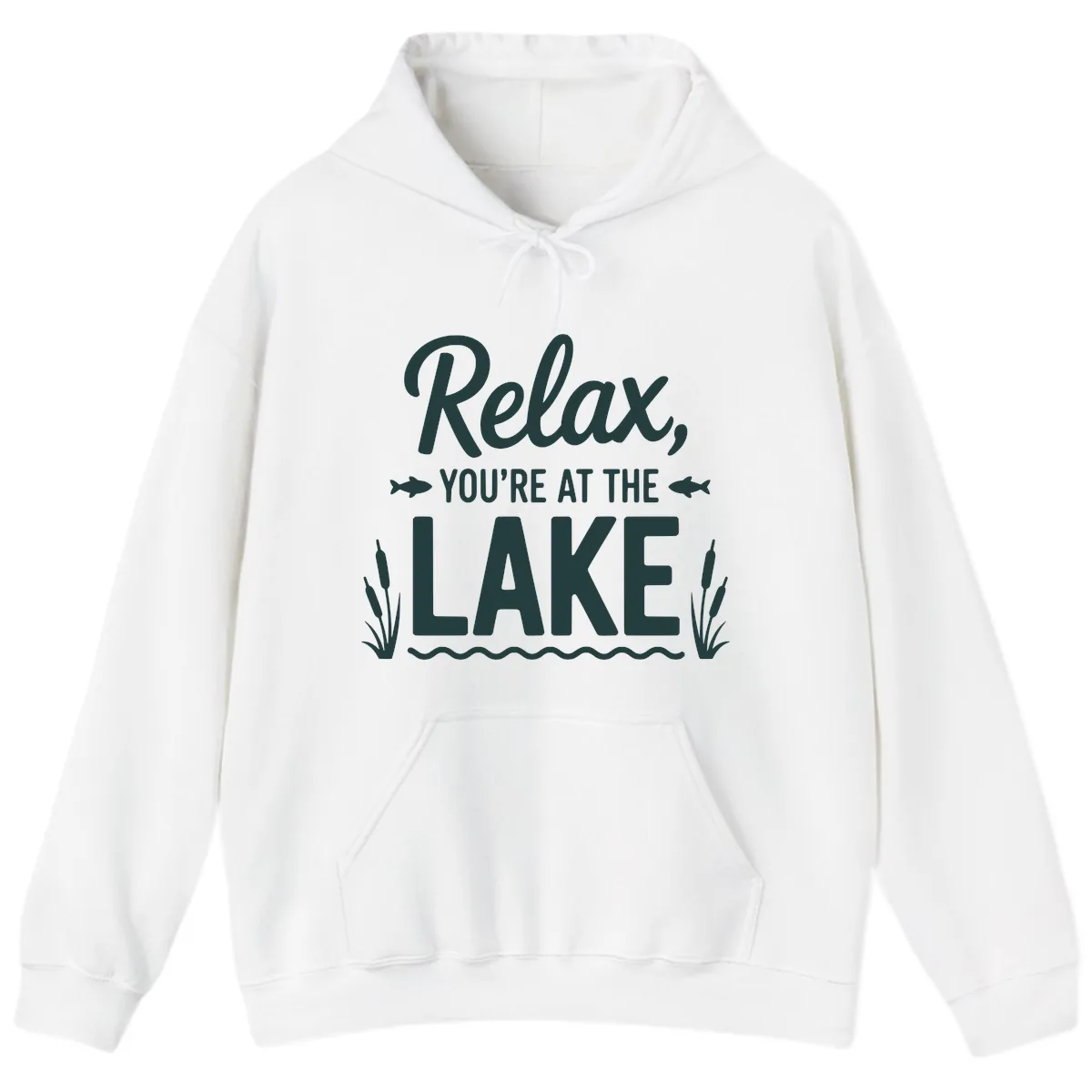 Relax You're At The Lake Typography Hoodie in White