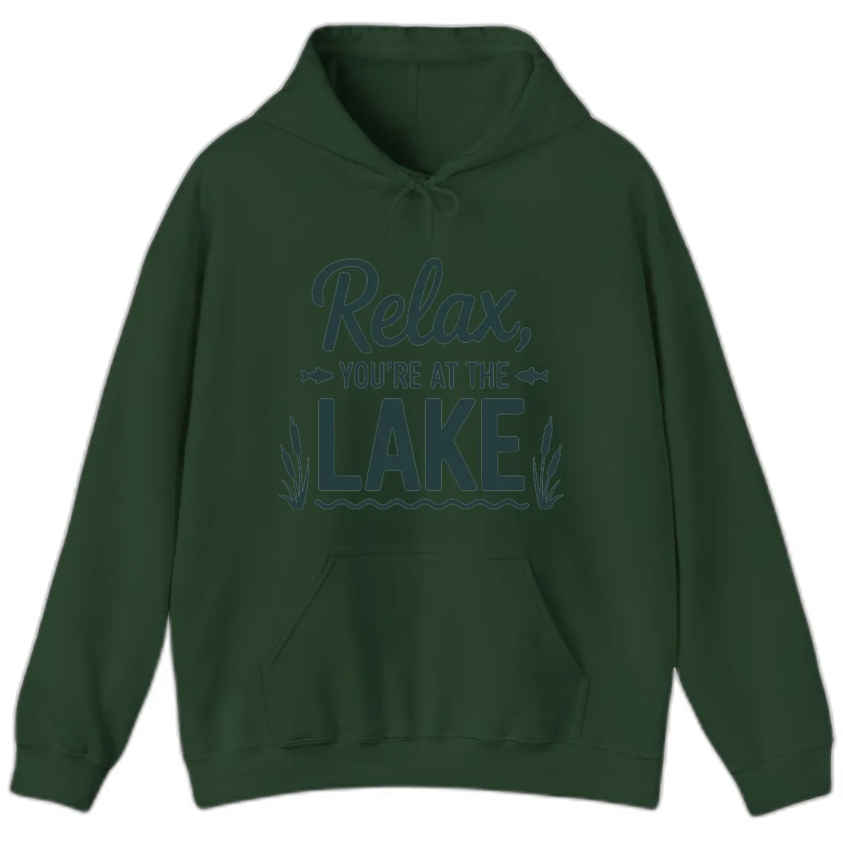 Relax You're At The Lake Typography Hoodie in Forest Green