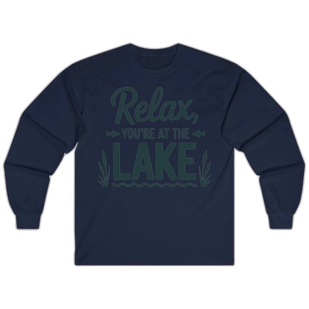 Relax You're At The Lake Typography Long Sleeve in Navy