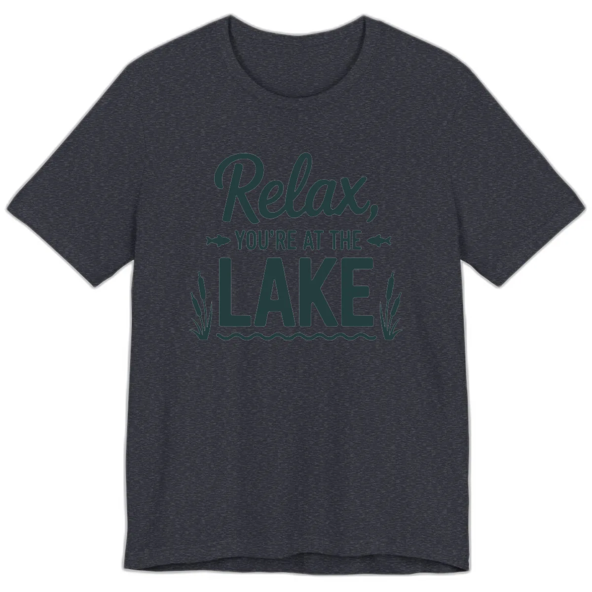 Relax You're At The Lake Typography Premium T-Shirt in Heather Navy
