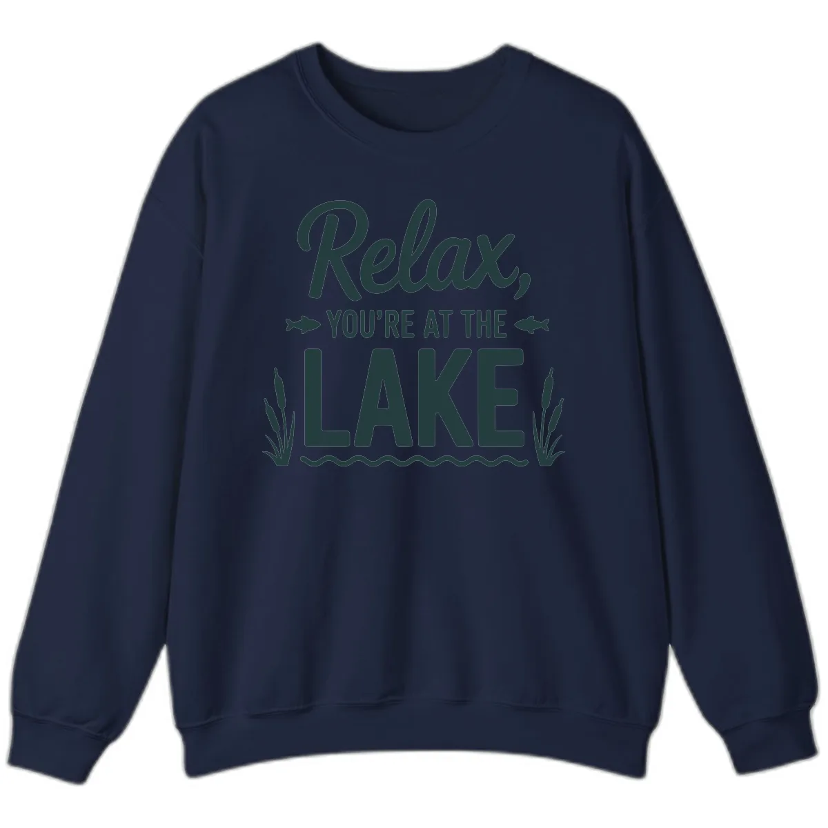 Relax You're At The Lake Typography Sweatshirt in Navy