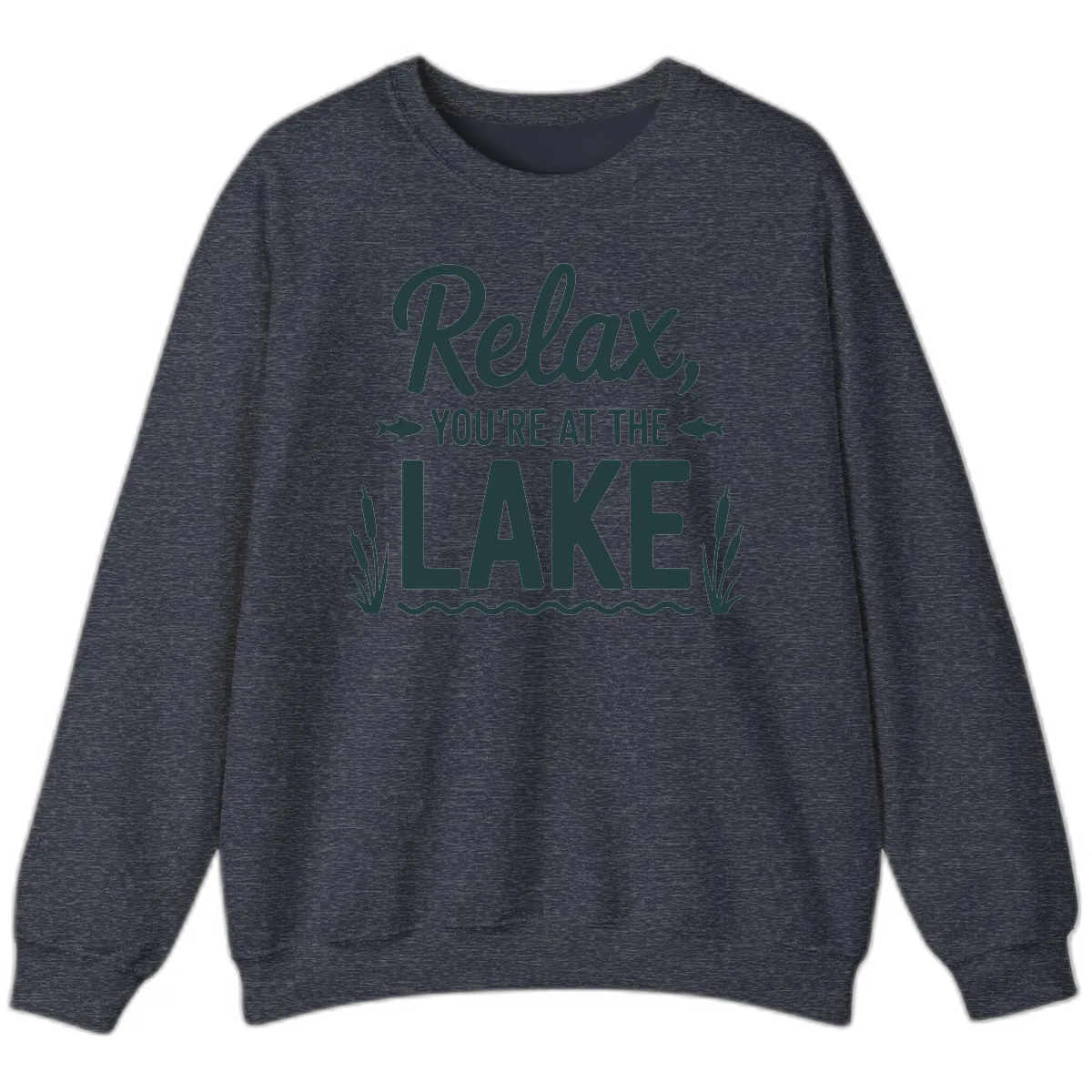 Relax You're At The Lake Typography Sweatshirt in Heather Sport Dark Navy