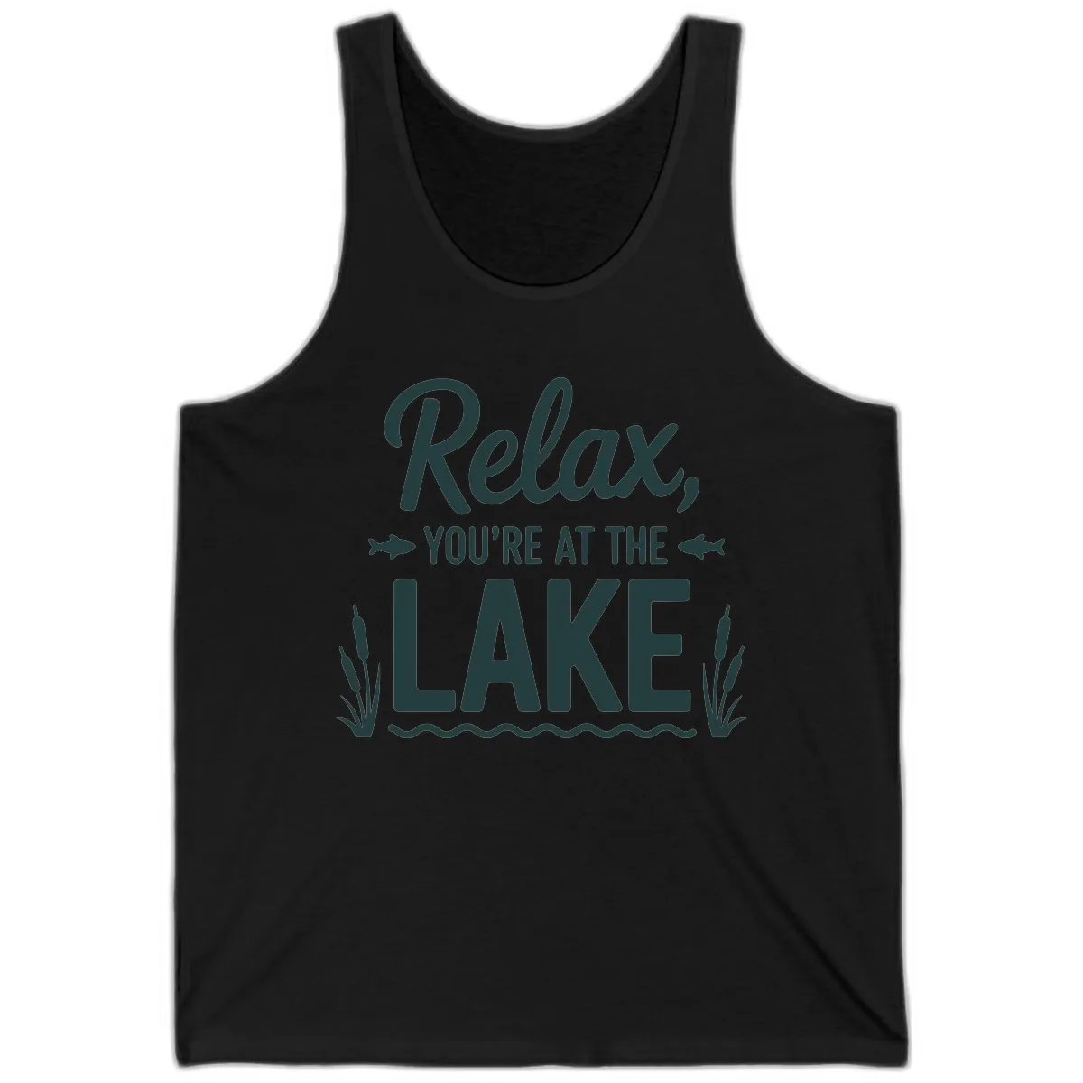 Relax You're At The Lake Typography Tank in Black