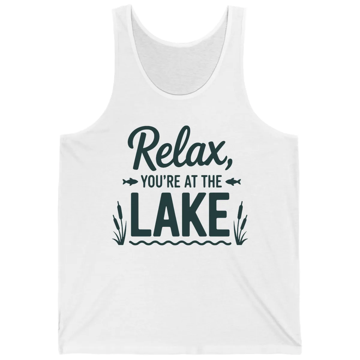 Relax You're At The Lake Typography Tank in White