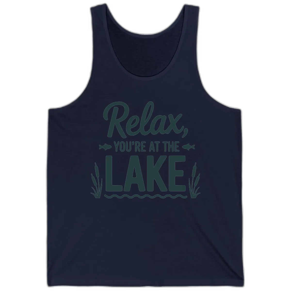 Relax You're At The Lake Typography Tank in Navy