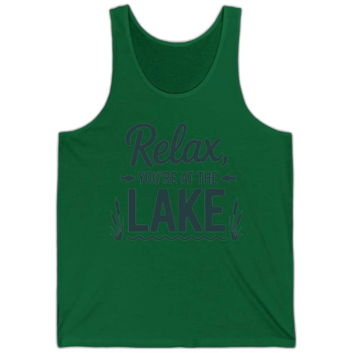 Relax You're At The Lake Typography Tank in Kelly