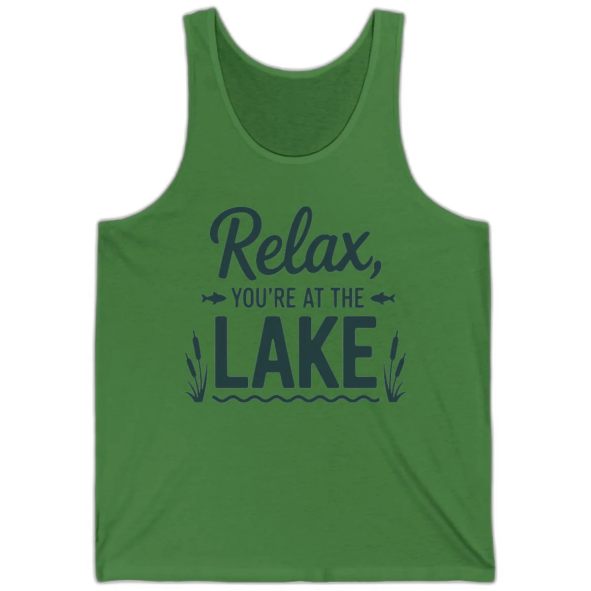 Relax You're At The Lake Typography Tank in Leaf