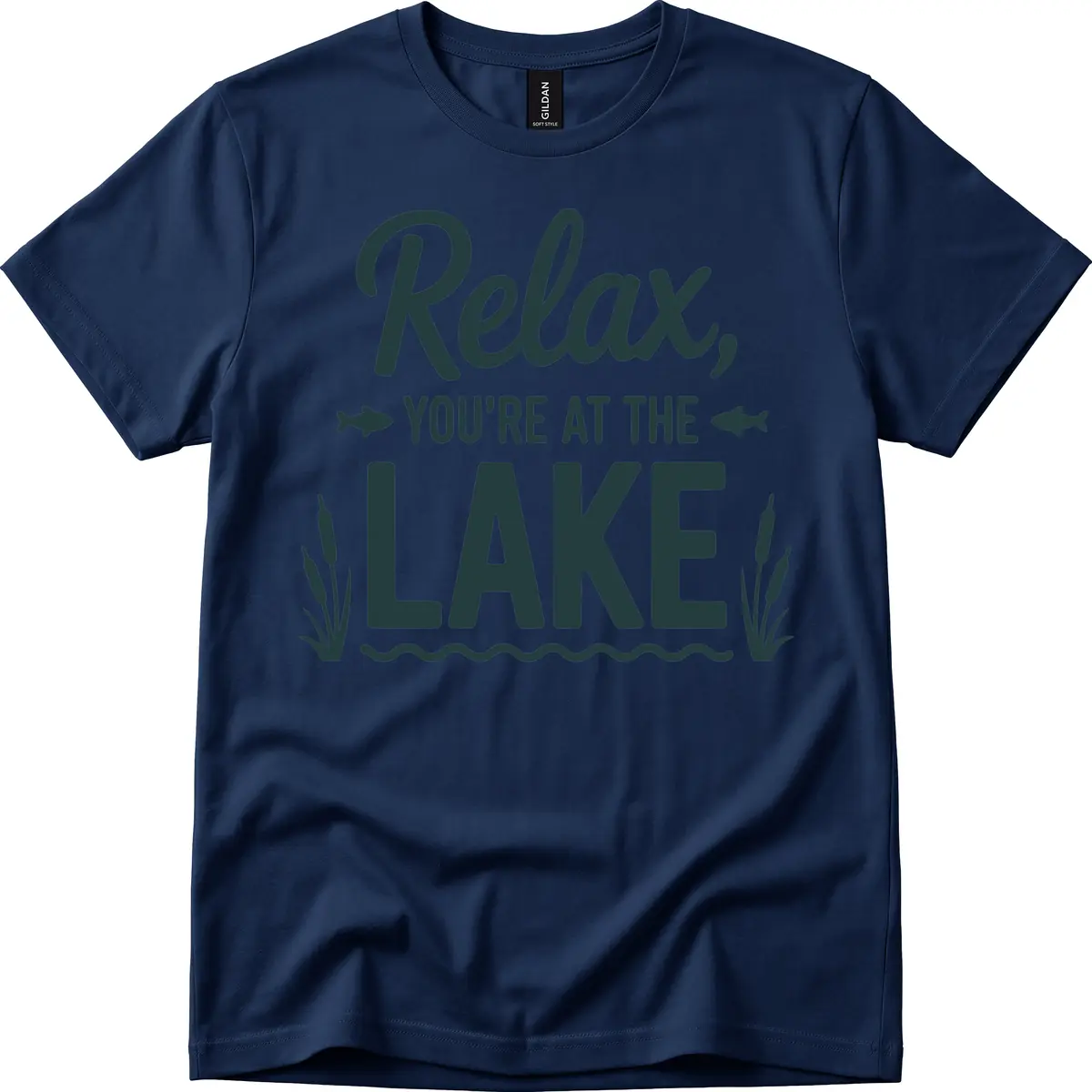 Relax You're At The Lake Typography T-Shirt in Navy