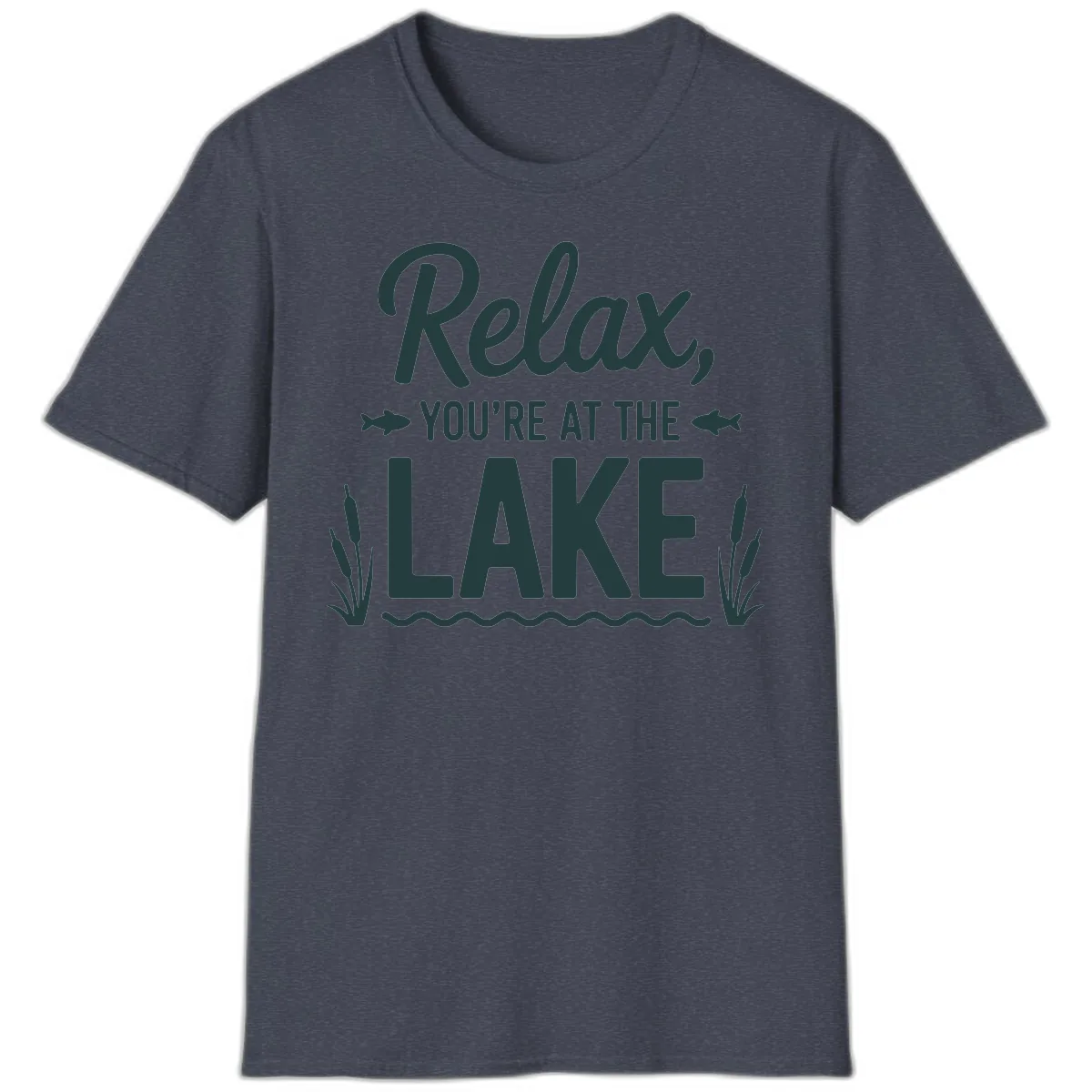 Relax You're At The Lake Typography T-Shirt in Heather Navy