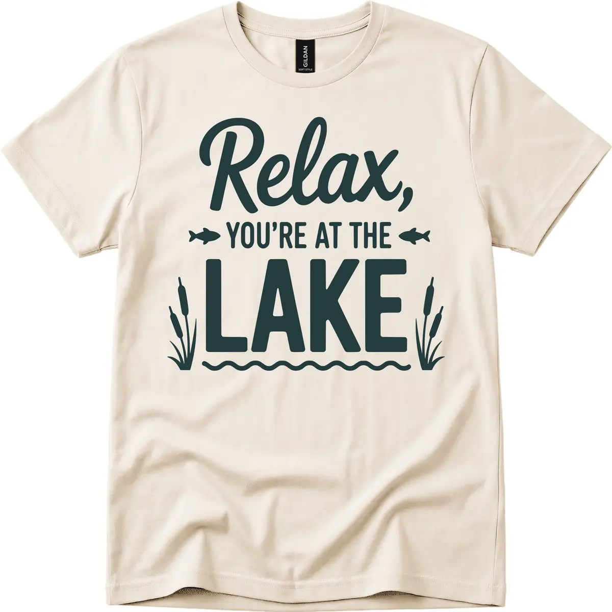 Relax You're At The Lake Typography T-Shirt in Natural