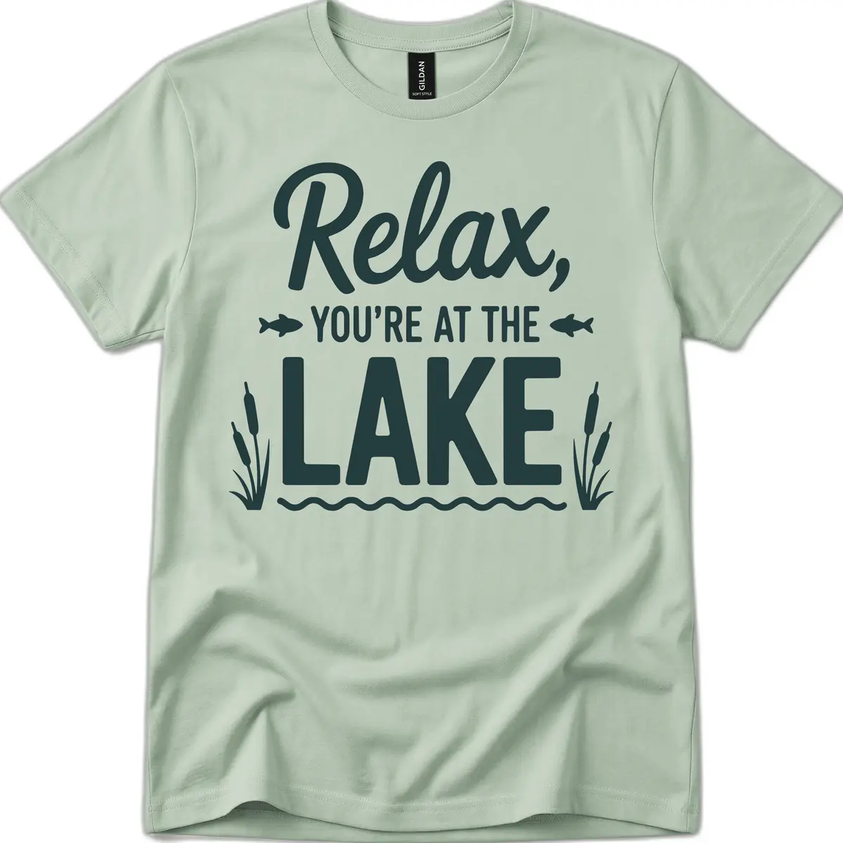 Relax You're At The Lake Typography T-Shirt in Sage