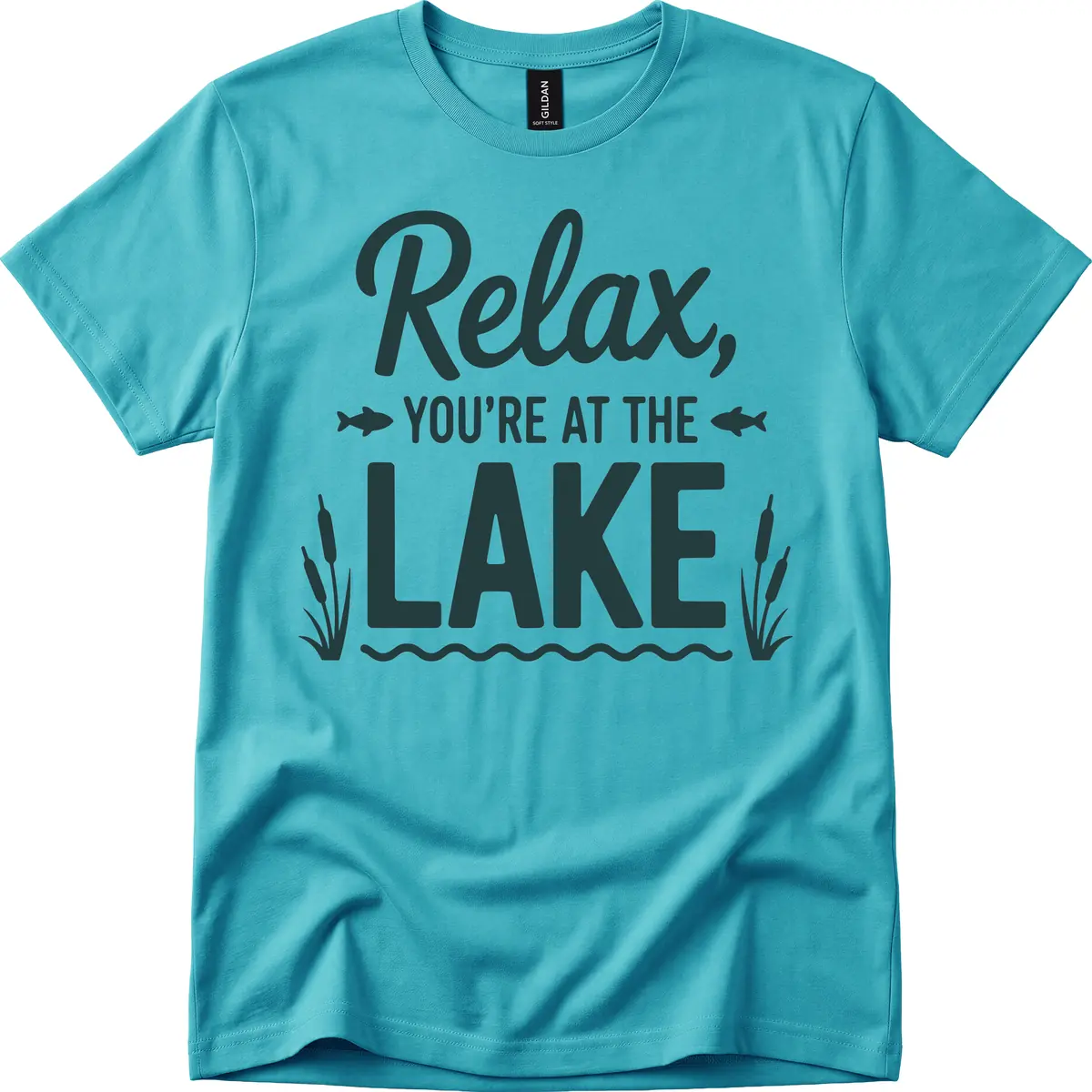 Relax You're At The Lake Typography T-Shirt in Tropical Blue