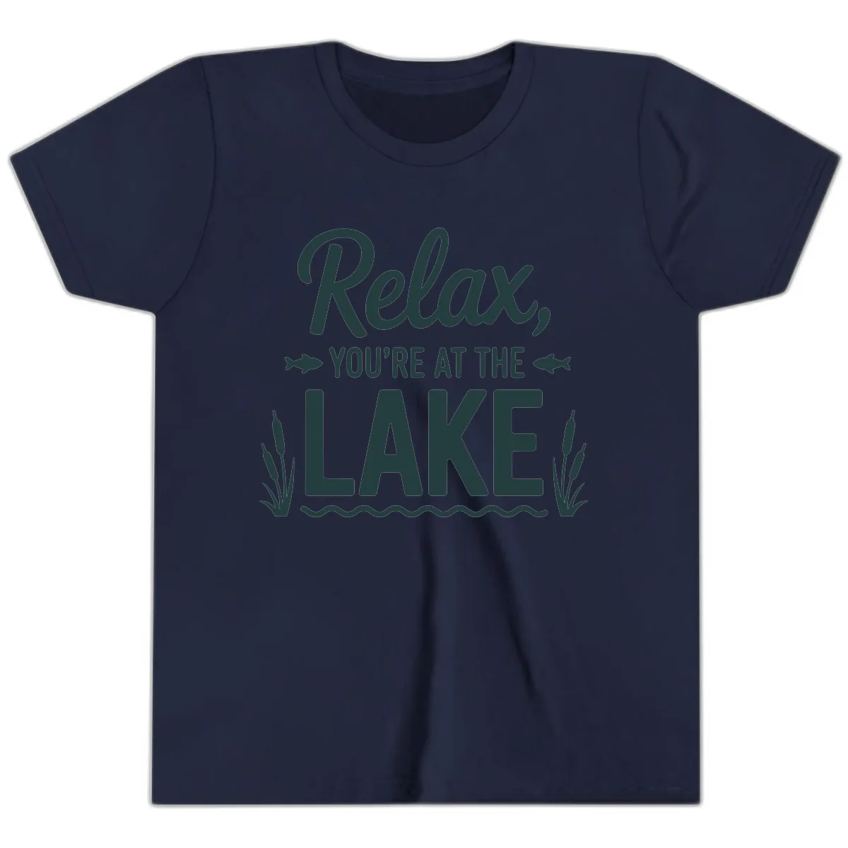 Relax You're At The Lake Typography Youth T-Shirt in Navy