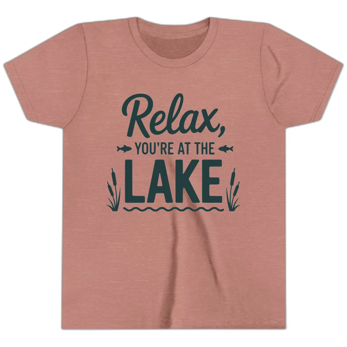 Relax You're At The Lake Typography Youth T-Shirt in Heather Mauve