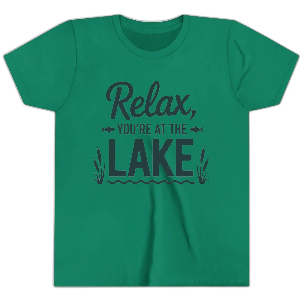 Relax You're At The Lake Typography Youth T-Shirt in Kelly