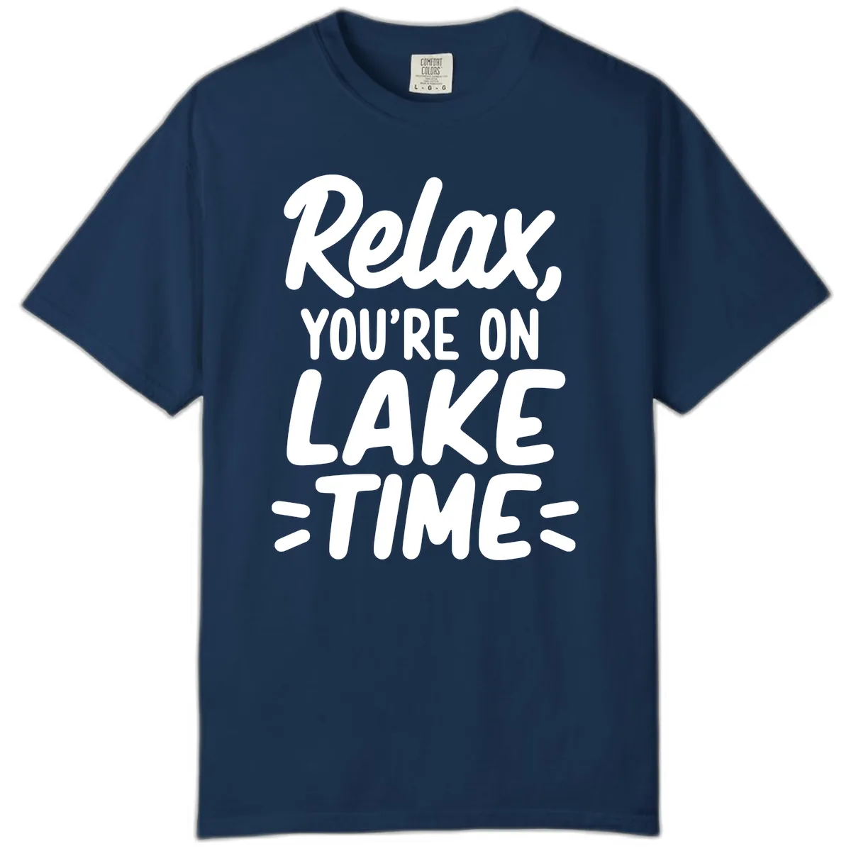 Relax You're On Lake Time Typography Comfort Color in Navy