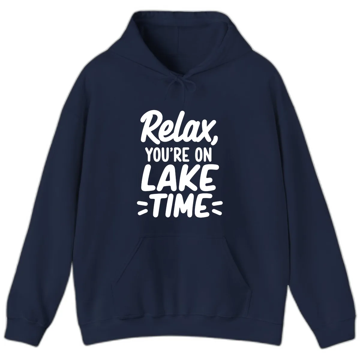 Relax You're On Lake Time Typography Hoodie in Navy