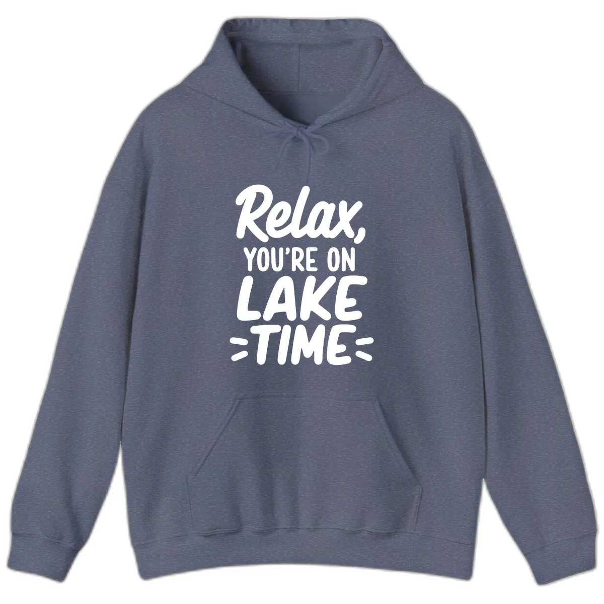 Relax You're On Lake Time Typography Hoodie in Heather Navy