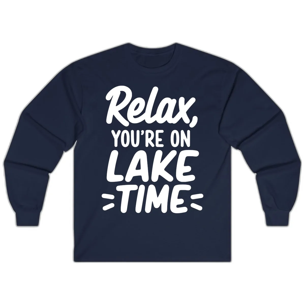 Relax You're On Lake Time Typography Long Sleeve in Navy