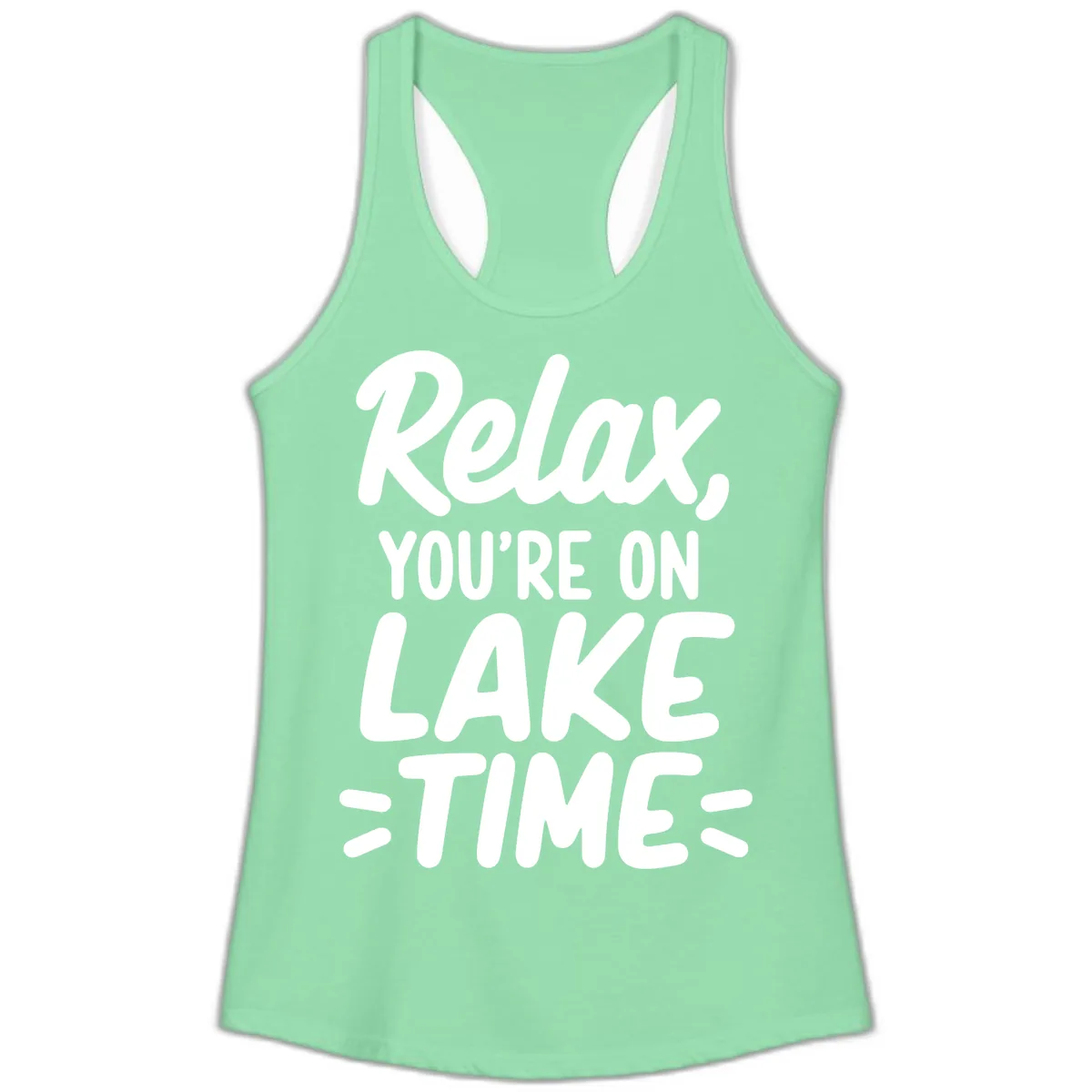 Relax You're On Lake Time Typography Ladies Tank in Solid Mint