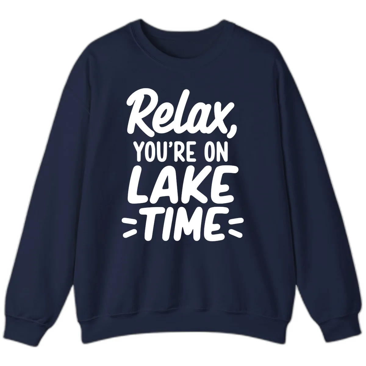 Relax You're On Lake Time Typography Sweatshirt in Navy