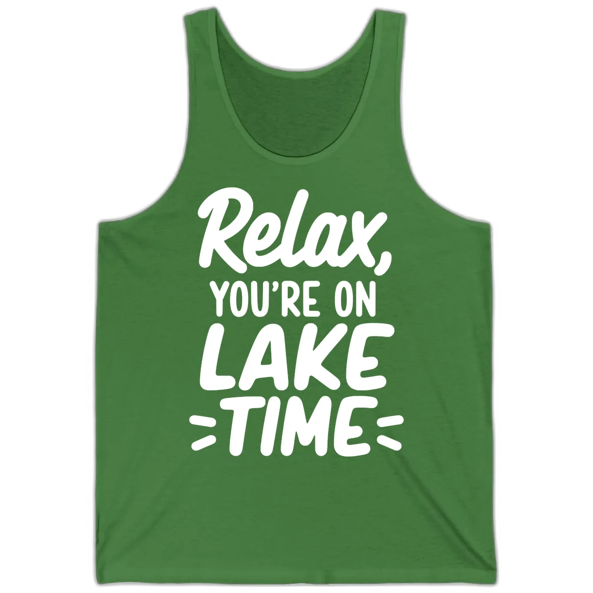 Relax You're On Lake Time Typography Tank in Leaf