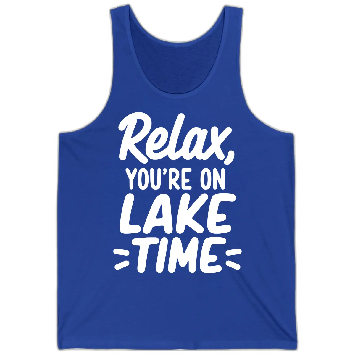 Relax You're On Lake Time Typography Tank in True Royal