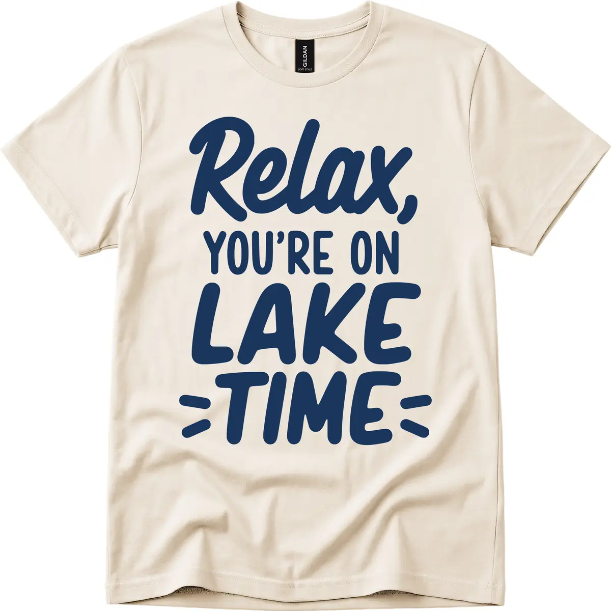 Relax You're On Lake Time Typography T-Shirt in Natural
