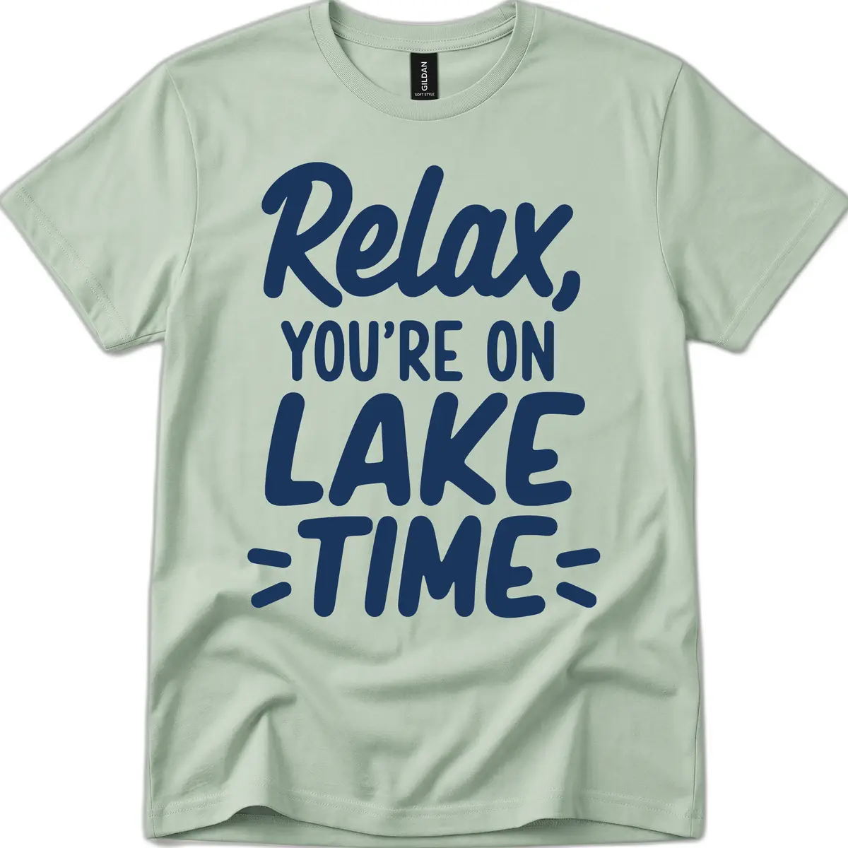 Relax You're On Lake Time Typography T-Shirt in Sage