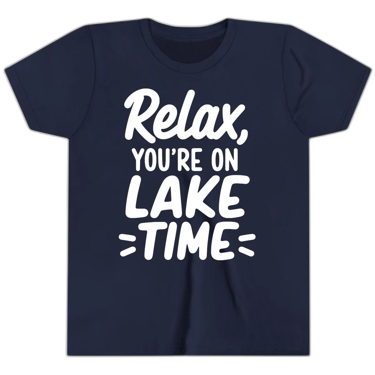 Relax You're On Lake Time Typography Youth T-Shirt in Navy