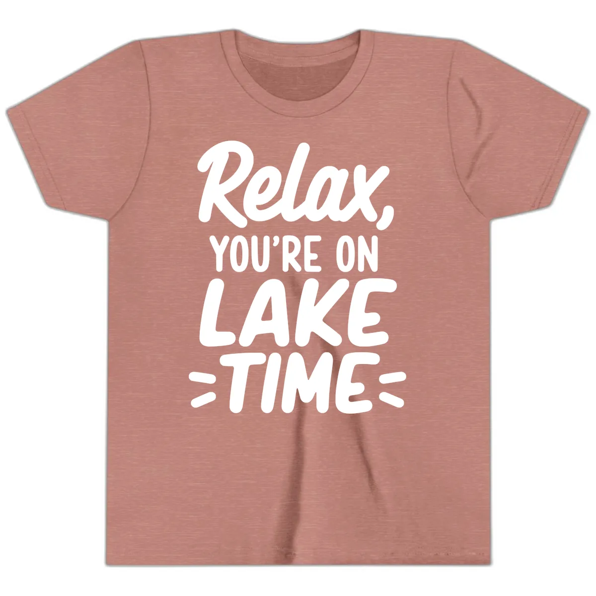 Relax You're On Lake Time Typography Youth T-Shirt in Heather Mauve