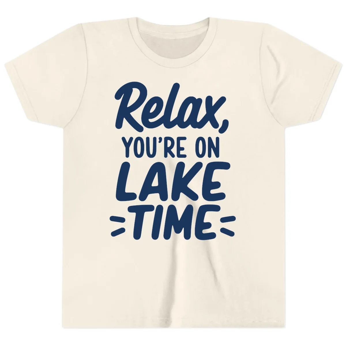 Relax You're On Lake Time Typography Youth T-Shirt in Natural