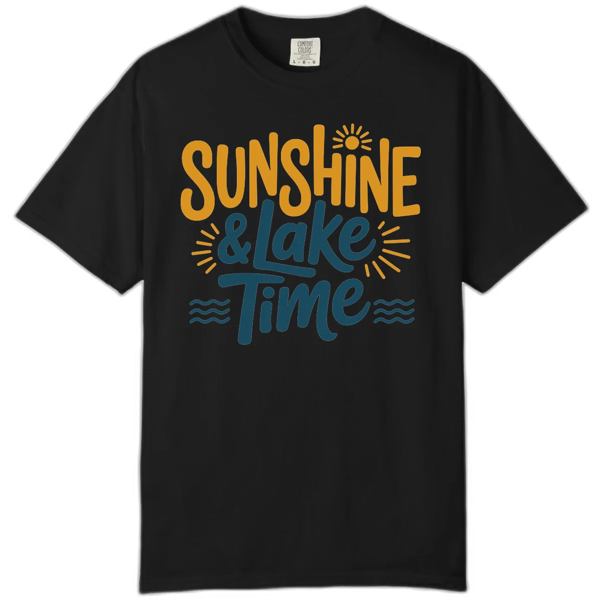 Sunshine And Lake Time Typography Comfort Color in Black